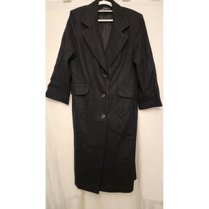 Ruby Martin Coat Womens 14P Petite Black Wool Long 3/4 Sleeve Lined Made USA